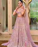 Kasturi Silk Embellished With Multi Thread Embroidery heavy lehenga -PRIMIUM LEHNGHA Pink / free size women's fashion mart