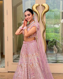 Kasturi Silk Embellished With Multi Thread Embroidery heavy lehenga -PRIMIUM LEHNGHA Pink / free size women's fashion mart