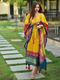 Mustard Color Digital Bandhej Print Pure Gaji Silk Kaftan -kaftan free size up to 44 women's fashion mart