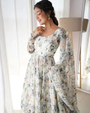 Off White Organza Silk Floral Digital Printed Anarkali Pant Suit - women's fashion mart
