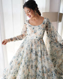 Off White Organza Silk Floral Digital Printed Anarkali Pant Suit - women's fashion mart