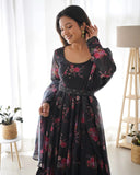 Enchanting Organza Silk Floral Digital Printed Anarkali Pant Suit - women's fashion mart