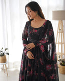 Enchanting Organza Silk Floral Digital Printed Anarkali Pant Suit - women's fashion mart