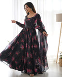 Enchanting Organza Silk Floral Digital Printed Anarkali Pant Suit - women's fashion mart