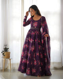Enchanting Organza Silk Floral Digital Printed Anarkali Pant Suit - women's fashion mart