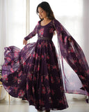 Enchanting Organza Silk Floral Digital Printed Anarkali Pant Suit - women's fashion mart