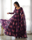 Enchanting Organza Silk Floral Digital Printed Anarkali Pant Suit - women's fashion mart