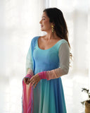 Dazzling Floral Digital Printed Faux Georgette Anarkali Pant Suit - women's fashion mart