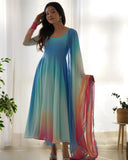 Dazzling Floral Digital Printed Faux Georgette Anarkali Pant Suit - women's fashion mart