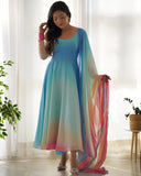 Dazzling Floral Digital Printed Faux Georgette Anarkali Pant Suit - women's fashion mart