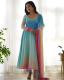 Dazzling Floral Digital Printed Faux Georgette Anarkali Pant Suit - women's fashion mart