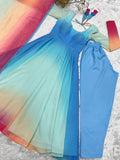 Dazzling Floral Digital Printed Faux Georgette Anarkali Pant Suit - women's fashion mart