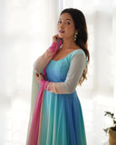 Dazzling Floral Digital Printed Faux Georgette Anarkali Pant Suit - women's fashion mart