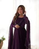 Enchanting Pure Faux Georgette Fully Flared Anarkali Pant Suit - women's fashion mart