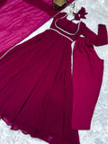Enchanting Pure Faux Georgette Fully Flared Anarkali Pant Suit - women's fashion mart