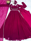 Enchanting Pure Faux Georgette Fully Flared Anarkali Pant Suit - women's fashion mart