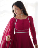 Enchanting Pure Faux Georgette Fully Flared Anarkali Pant Suit - women's fashion mart