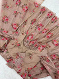 Dusty Brown Pure Organza Silk Anarkali Pant Suit With Belt - women's fashion mart