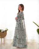 Amazing Pure Faux Georgette Zigzag printed Anarkali Pant Suit -Salwar Kameez Light Yellow / XS women's fashion mart