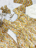 Amazing Pure Faux Georgette Zigzag printed Anarkali Pant Suit -Salwar Kameez Light Yellow / XS women's fashion mart