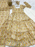 Amazing Pure Faux Georgette Zigzag printed Anarkali Pant Suit -Salwar Kameez Light Yellow / XS women's fashion mart