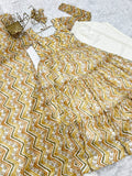 Amazing Pure Faux Georgette Zigzag printed Anarkali Pant Suit -Salwar Kameez Light Yellow / XS women's fashion mart