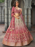 Dazzling Dusty Pink Zari Weaving Silk Wedding Wear Lehenga Choli - women's fashion mart