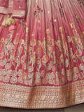 Dazzling Dusty Pink Zari Weaving Silk Wedding Wear Lehenga Choli - women's fashion mart