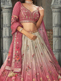 Dazzling Dusty Pink Zari Weaving Silk Wedding Wear Lehenga Choli - women's fashion mart