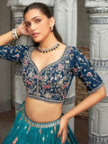 Outstanding Blue Zari Woven Silk Wedding Wear Lehenga Choli Set - women's fashion mart