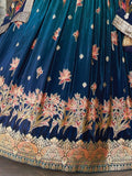 Outstanding Blue Zari Woven Silk Wedding Wear Lehenga Choli Set - women's fashion mart