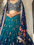Outstanding Blue Zari Woven Silk Wedding Wear Lehenga Choli Set - women's fashion mart