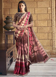 Brown Printed Gota Worked Crepe Georgette Designer Saree - women's fashion mart