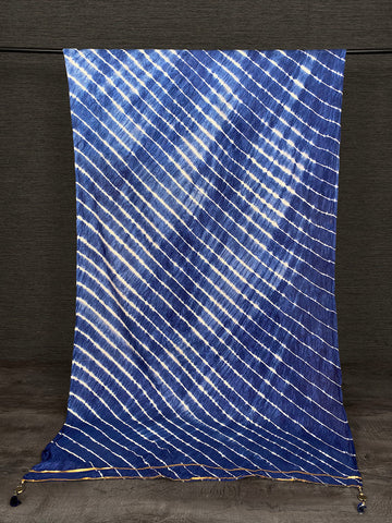 Navy Blue Color Gota Patti Border Leheriya Bandhej Dupatta - women's fashion mart