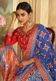 Exquisite Gaji Silk Navy-Red Patola Printed Lehenga Choli - women's fashion mart