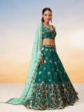 Golden Sequin,Thread,Coding Feather Work Embroidered Georgette Semi-Stitched Lehenga choli  women's fashion mart