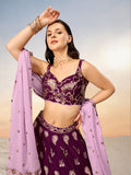 Golden Sequin,Thread,Coding Feather Work Embroidered Georgette Semi-Stitched Lehenga choli  women's fashion mart