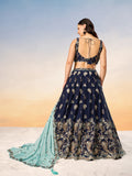 Golden Sequin,Thread,Coding Feather Work Embroidered Georgette Semi-Stitched Lehenga choli  women's fashion mart