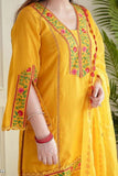 Ethnic Heavy Rayon Salab Set with Intricate Handwork Embroidery – Fully Stitched Kurti, Pant & Cotton Dupatta - S women's fashion mart
