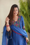 Ethnic Heavy Rayon Salab Set with Intricate Handwork Embroidery – Fully Stitched Kurti, Pant & Cotton Dupatta - S women's fashion mart