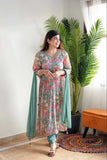 Floral Elegance Alia Cut Suit Set in Mehera Green  women's fashion mart