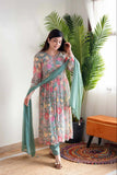Floral Elegance Alia Cut Suit Set in Mehera Green  women's fashion mart