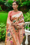 Paithani Silk Weaving Work Saree in Peach Color.