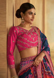 Vibrant Gaji Silk Pink-Navy Patola Printed Lehenga Choli - women's fashion mart