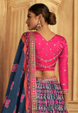 Vibrant Gaji Silk Pink-Navy Patola Printed Lehenga Choli - women's fashion mart