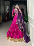 Plain With Zari Line Gota Patti And Embossed Design Lace Touch Up lehenga -Lehenga Choli Set Pink women's fashion mart