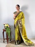 Zari Weaving Banarasi Soft Silk Ready to Wear Saree -Ready to Wear Saree peach maroon women's fashion mart