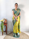 Zari Weaving Banarasi Soft Silk Ready to Wear Saree -Ready to Wear Saree lemon d green women's fashion mart