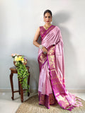 Zari Weaving Banarasi Soft Silk Ready to Wear Saree -Ready to Wear Saree pink rani women's fashion mart