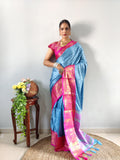 Zari Weaving Banarasi Soft Silk Ready to Wear Saree -Ready to Wear Saree peach maroon women's fashion mart